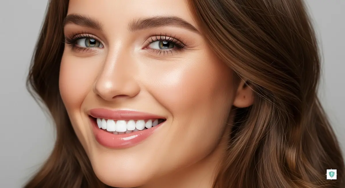 diş beyazlatma tedavisi almış genç kadın fotoğrafı