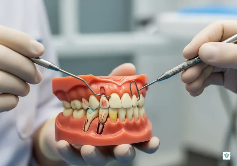 diş maketi üzerinden diş eti hastalıkları gösteriliyor.